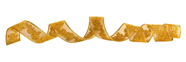 Fita horizontal dourada no fundo isolado branco — Fotografia de Stock
