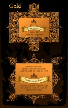 Gold decorative frames. Vector ancient set clipart