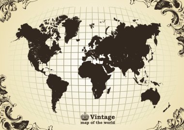 Vintage old map of the world clipart