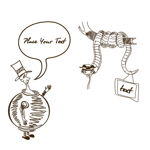 Karikatúra man rajzfilm silhouette kígyó — Stock Vector