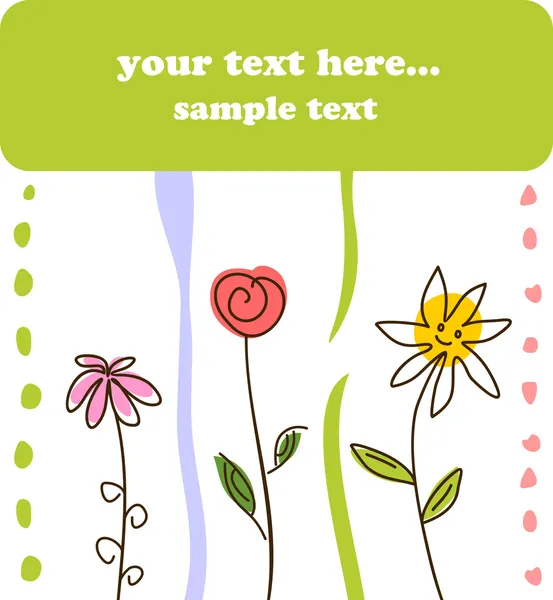Dětské zelené dárkové karty květin pozadí — Stock fotografie zdarma