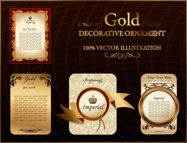 Etiqueta vitnage oro ornamento decorativo — Vector de stock