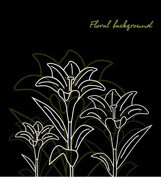 Floraler Hintergrund Lilie schwarz — Stockvektor