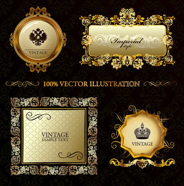 Glamour vintage gold frame decorative background — Stock Vector
