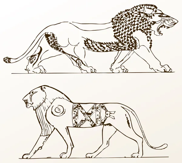 Ornamento heráldico animais leões velhos isolados — Fotos gratuitas