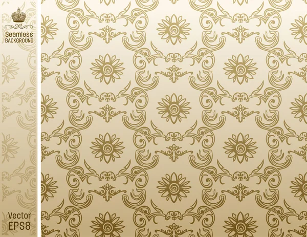 Seamless flower wallpaper Pattern beige — Stock Vector