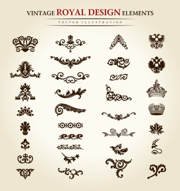 Flower vintage royal design element clipart