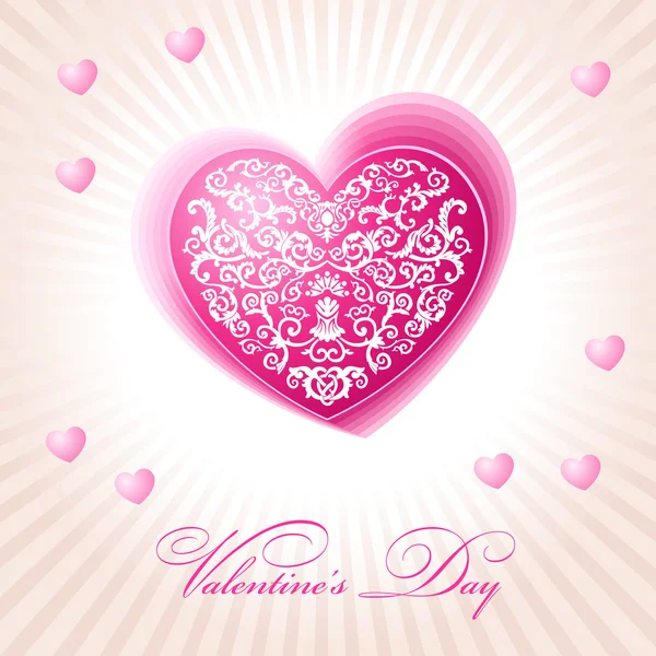 Absztrakt Virágos Szív Boldog Valentin Napi Rózsaszín Vektoros Illusztráció — Stock Vector