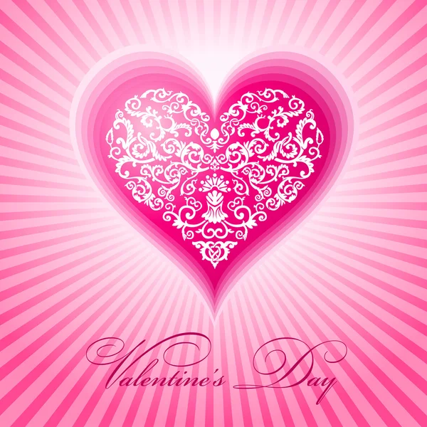 Abstrato Floral Coração Valentine Dia Vetor Ilustração —  Vetores de Stock