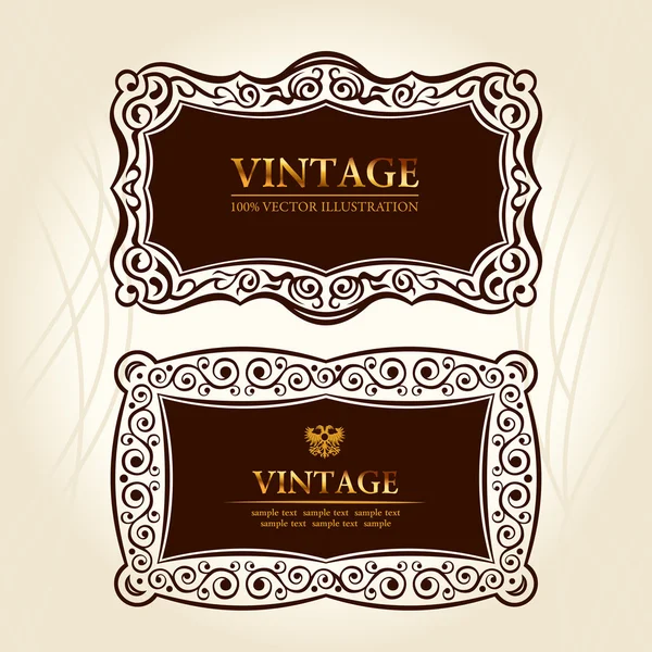 Vintage Frames Etiketten Vectorillustratie Decor — Stockvector