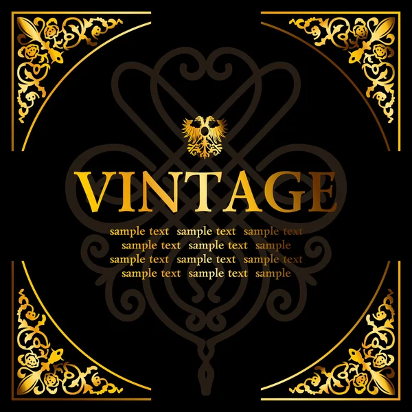 Vintage adorno marco floral de oro — Vector de stock