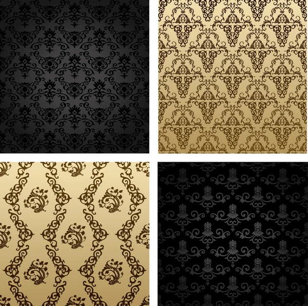 Vintage fond sans couture brun noir baroque — Image vectorielle