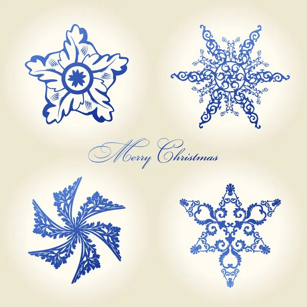Vecteur de flocons de neige Noël décor vintage bleu — Image vectorielle
