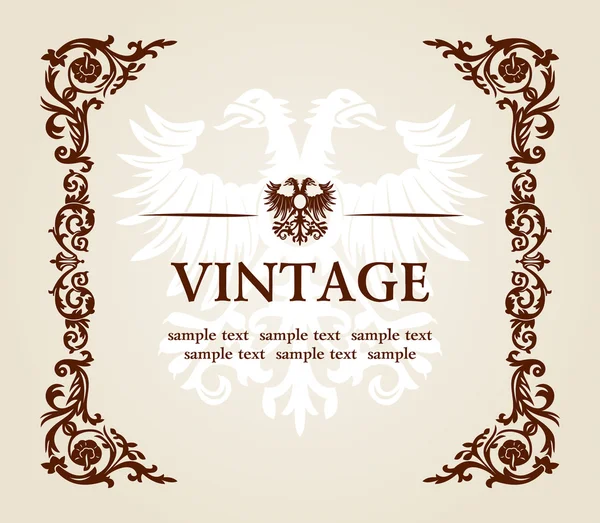 Cornice araldica imperiale vettoriale vintage aquila — Vettoriale Stock