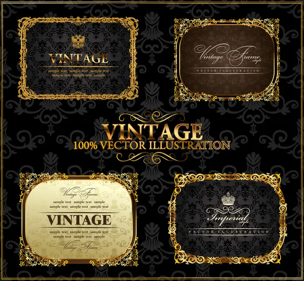 Vector vintage molduras de ouro decoração etiqueta Vetor De Stock