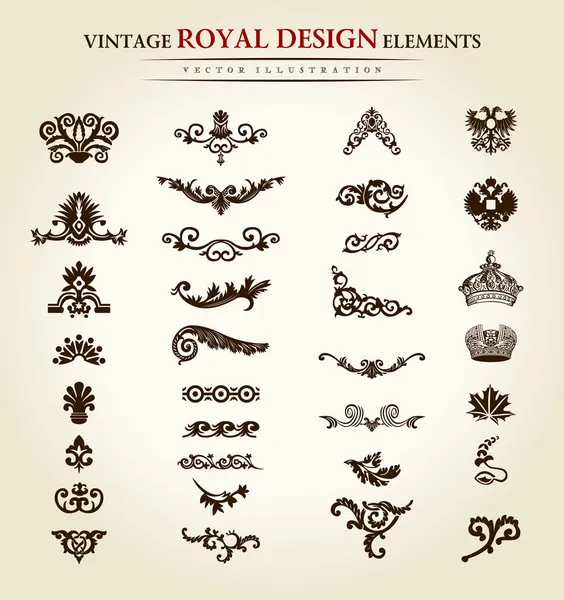 Flor vintage elemento de design real Vetores De Stock Royalty-Free