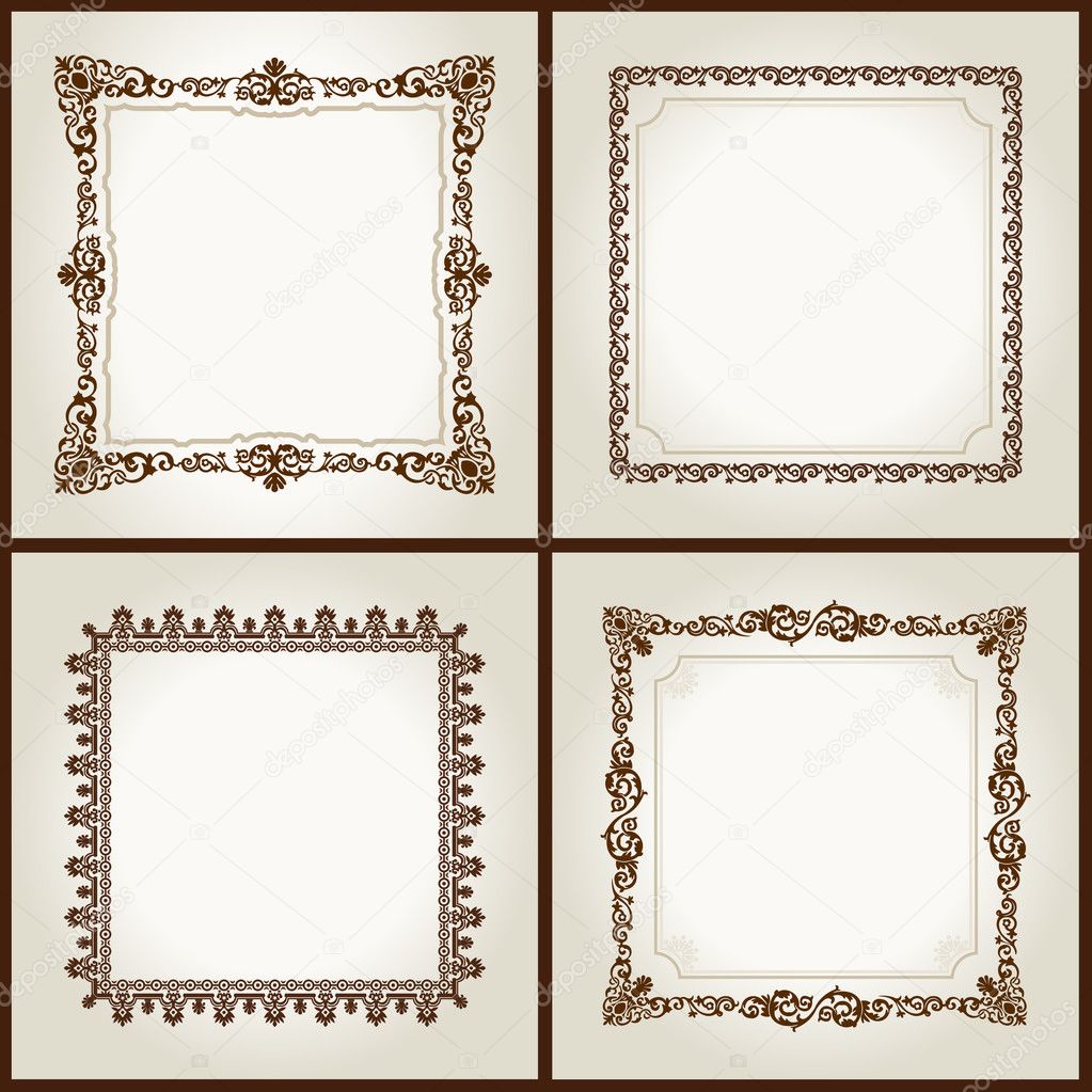 Vector vintage retro frames ornament label isolated