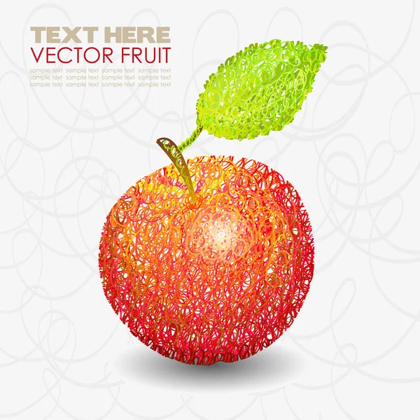 葉と赤いリンゴ フルーツ デザイン — ストックベクタ