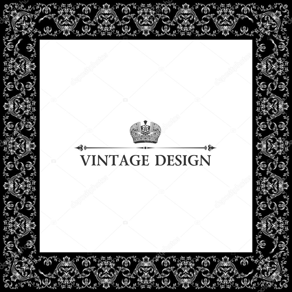 Vector vintage royal retro frame ornament black