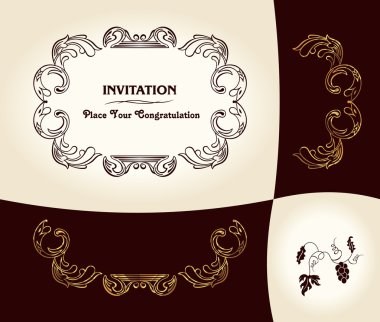 Grapes vintage frame baroque ancient clipart