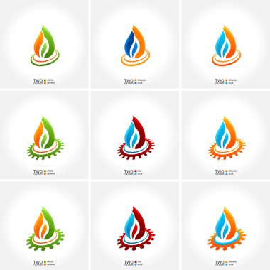 Vector business emblem fire water set icon clipart