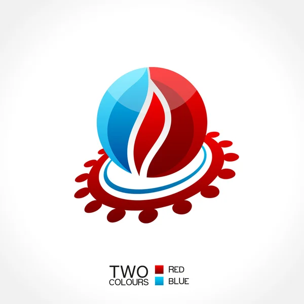 Vector negocio emblema fuego icono de agua redonda — Vector de stock