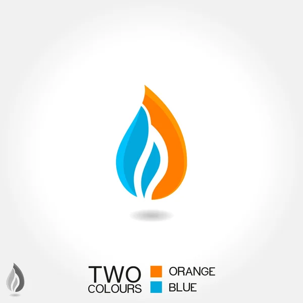 Emblema do negócio do vetor ícone da chama da água da gota azul — Vetor de Stock