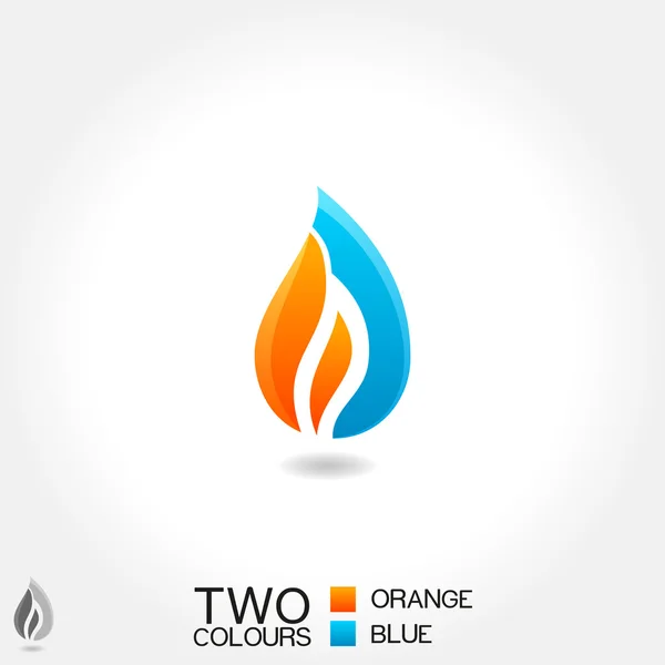 Emblema do negócio do vetor ícone da chama da água da gota — Vetor de Stock