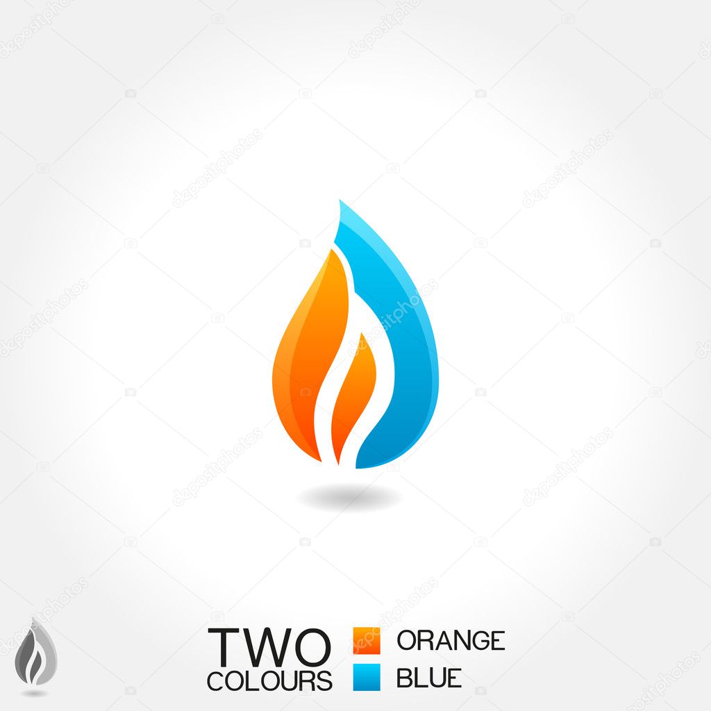 Vector business emblem Drop water flame icon