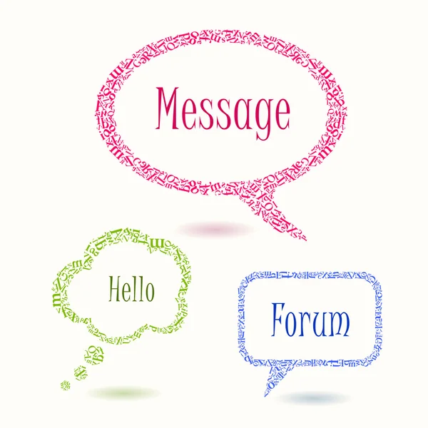 Burbujas de colores habla cartas Ilustración De Stock