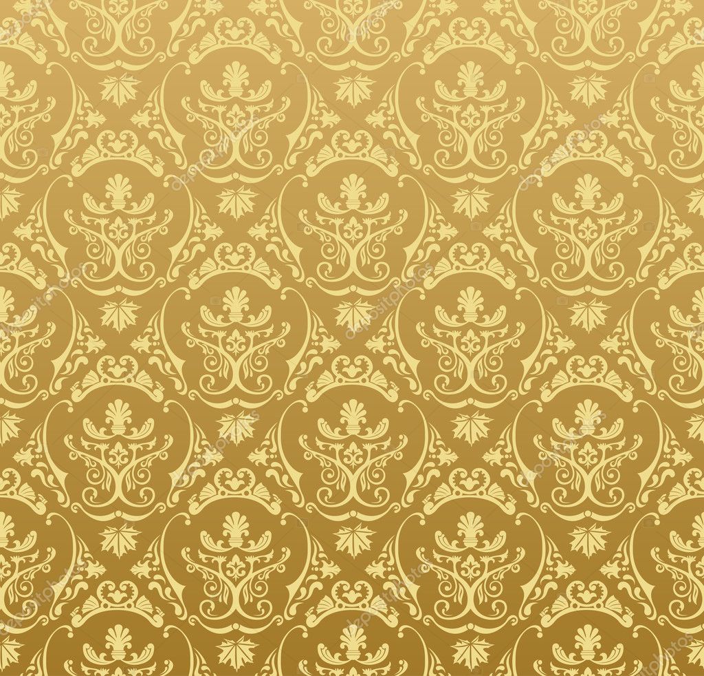 Seamless wallpaper background floral vintage gold — Stock Vector ...