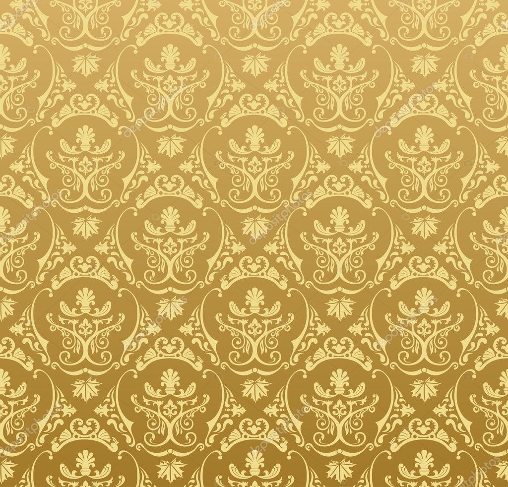 Seamless wallpaper background floral vintage gold Stock Vector Image by  ©Extezy #5277782