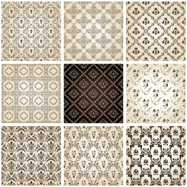 Seamless vintage backgrounds set brown baroque Pattern clipart