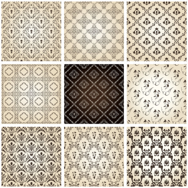 Seamless vintage backgrounds set brown baroque Pattern
