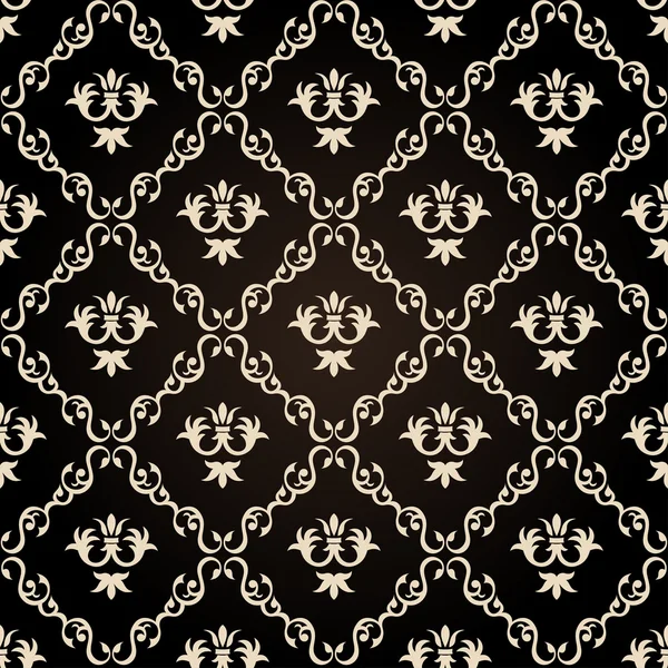 Fond d'écran vintage sans couture floral noir — Image vectorielle