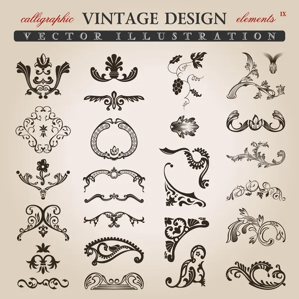 Bloem kalligrafische vintage royal designelementen — Stockvector