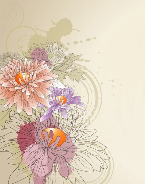 Květinové pozadí s chryzantémy — Stockový vektor