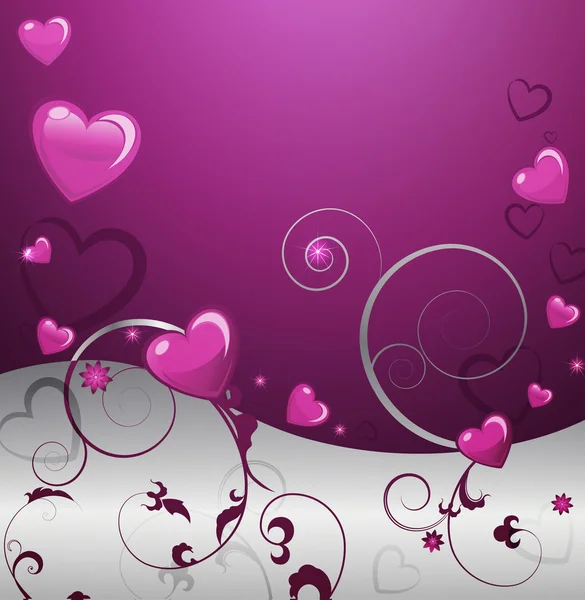 Ilustração Vetorial Dia Dos Namorados Com Corações Padrão Floral — Vetor de Stock