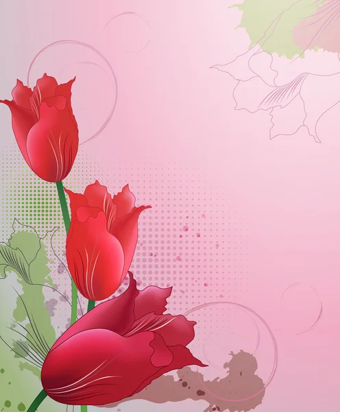 Dekorativní pozadí s tulipány, eps10 formát — Stockový vektor