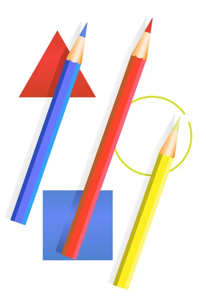 Tři barevné tužky — Stockový vektor