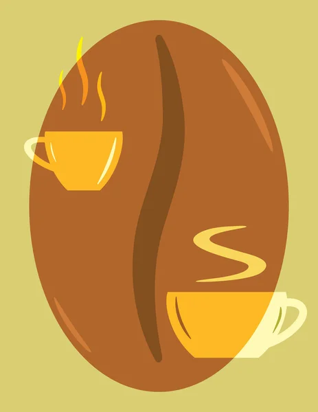 コーヒー カプチーノ カップ コーヒー豆の背景上で最適なロゴ — ストックベクタ
