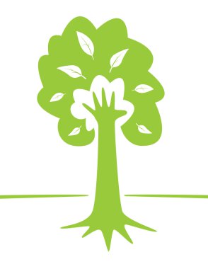 Hand and tree as green environment conceptual design. Vector EPS illustration. clipart