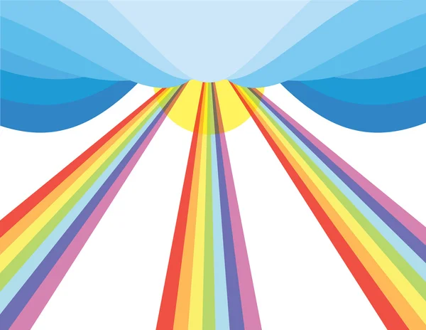 空から流れる虹色のスペクトラムで太陽光線 Eps のベクトルファイル — ストックベクタ