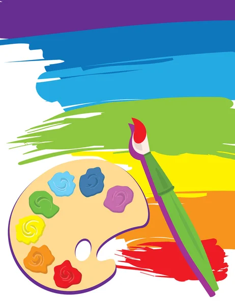 Paintbrush Palette Rainbow Color Painted Canvas Vector Illustration Brush Palette — Stock Vector