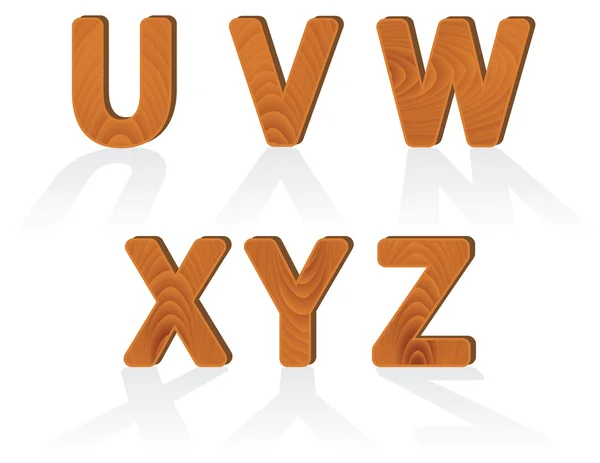 Символы текстуры древесины от U до Z — стоковый вектор