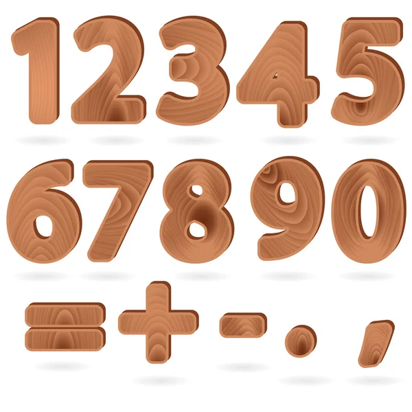 Digits in wood grain textured style — Stock Vector