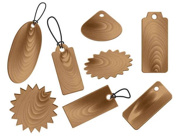 Etiquetas de precios en texturas de grano de madera estilo — Vector de stock
