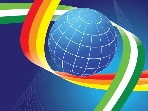 Globe terrestre et courbes colorées — Image vectorielle