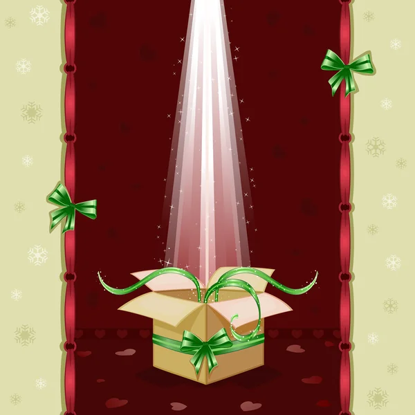 Weihnachtskarte mit Geschenkbox — Stockvektor