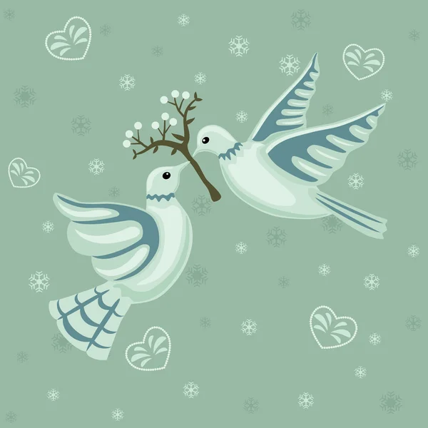 圣诞无缝模式与鸽子 — 图库矢量图片